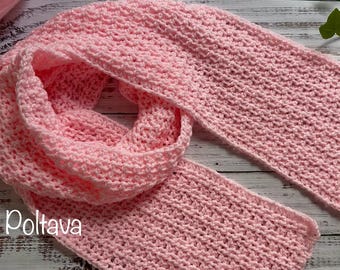 Crochet Pattern, Easy One Skein Crochet Scarf Pattern, One Row Repeat, Instant PDF Download