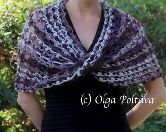 Crochet Pattern, Lacy Mobius Shoulder Wrap, Lacy Puffs Mobius Scarf Shawl, Easy Crochet Pattern, Instant PDF Download