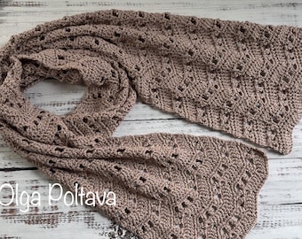 Crochet Pattern, Lacy Ripple Scarf worked with Truboo Yarn, Crochet Pattern and Video Tutorial, Instant PDF Download