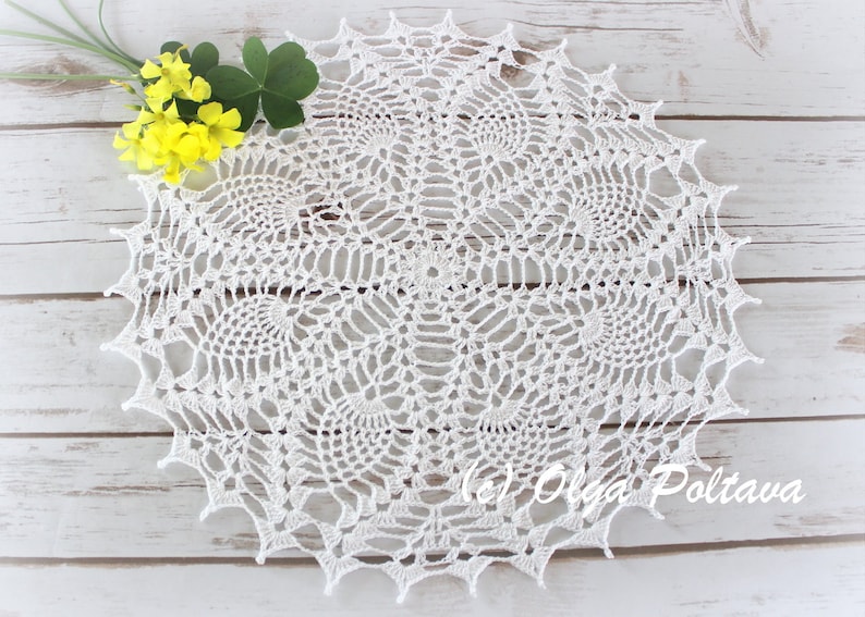 Three Pineapple Doily Patterns, 3 Crochet Doily Patterns, Table Topper, Written Crochet Pattern, Instant PDF Download image 4