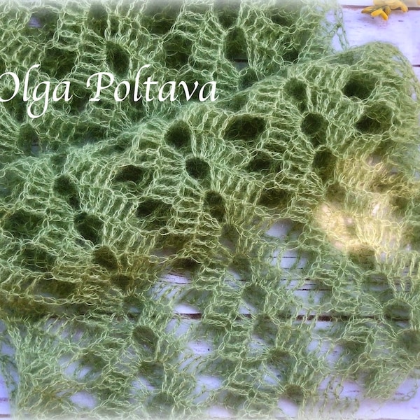 Crochet Pattern, Lacy Ripple Mohair Scarf Crochet Pattern by Olga Poltava, Instant PDF Download