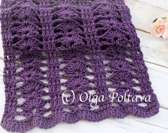 Crochet Pattern, Easy Crochet Lace Scarf, Very Easy Pattern for a Scarf by Olga Poltava, Instant PDF Download