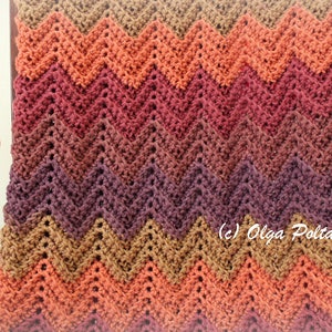 Hello Fall Ripple Lapghan, Afghan, Baby Blanket, Any Size, Caron Big Cakes Yarn, Crochet PDF Pattern image 1