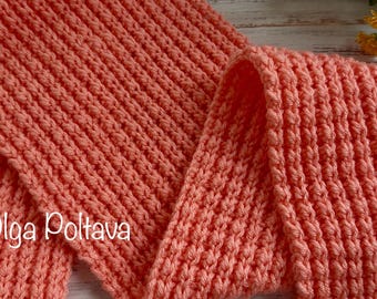 Patrón de crochet, bufanda para principiantes, bufanda de crochet con aspecto de punto, patrón escrito y videotutorial, descarga instantánea en PDF.