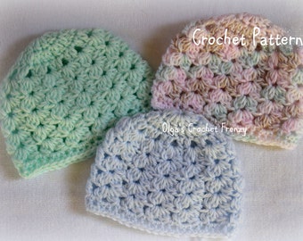 Preemie Baby Hat Crochet Pattern, Baby Girls and Baby Boys, Easy to Make, Instant Download