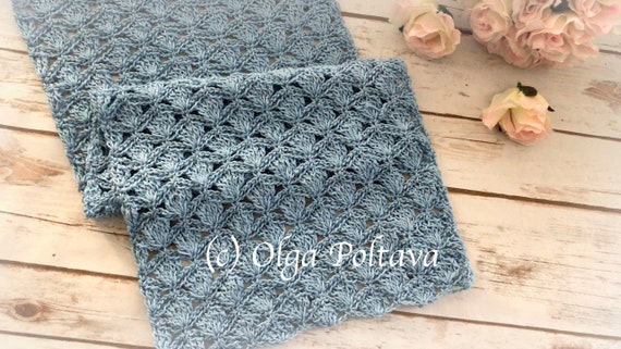 Crochet Pattern, Lacy Scarf with Treble Shells and Chains, Easy Crochet  Pattern by Olga Poltava, Instant PDF Download