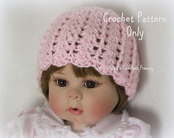 Baby Girl Hat Crochet Pattern, Beginner Skill Level, Size 0-3 Months, Crochet Shells Pattern , Quick to Make, Instant PDF Download