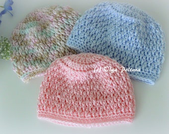 Newborn Baby Beanie Hat Crochet Pattern, Size 0-3 Months, Boys and Girls Hat, Easy to Make, Instant Download