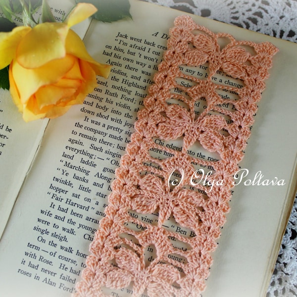 Butterflies Bookmark, Crochet Bookmark Pattern, Crochet Lace Edging Pattern, Lace Butterflies