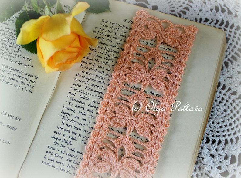 Butterflies Bookmark, Crochet Bookmark Pattern, Crochet Lace Edging Pattern, Lace Butterflies image 1