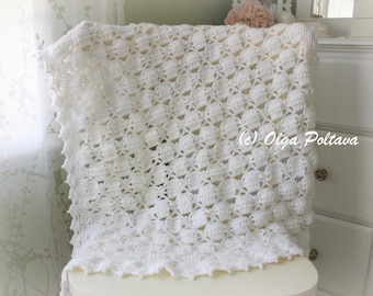 White Lace Spiders Baby Blanket Crochet Pattern, Baby Afghan, Baby Christening Shawl, Easy Crochet Pattern