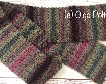 Patrón de crochet, bufanda fácil para principiantes, patrón escrito y videotutorial