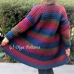 Crochet Pattern, Cozy Fall Crochet Cardigan, Caron Big Cakes Crochet Cardigan, All Women&#39;s Sizes, Instant PDF Download