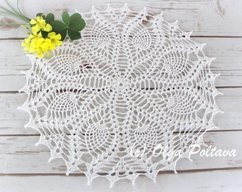 Pineapple Doily Pattern, Simple Crochet Doily Pattern with Pineapple Design, 15 Inches Easy Doily, Crochet Pattern by Olga Poltava