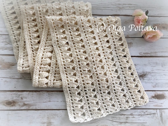 Crochet Pattern, Lacy Summer Scarf with Scallops, Lacy Scarf Easy Pattern  by Olga Poltava, Instant PDF Download