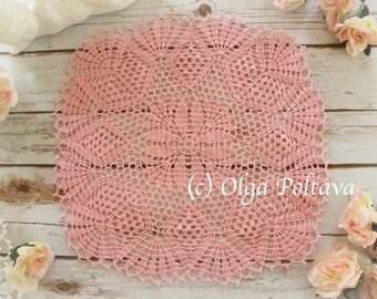 Crochet Doily Pattern, Anastasia Square Doily by Olga Poltava, Crochet Lace Doily 13 Inches Square, Written Pattern, Instant PDF Download