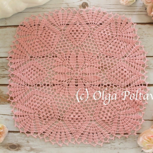 Crochet Doily Pattern, Anastasia Square Doily by Olga Poltava, Crochet Lace Doily 13 Inches Square, Written Pattern, Instant PDF Download