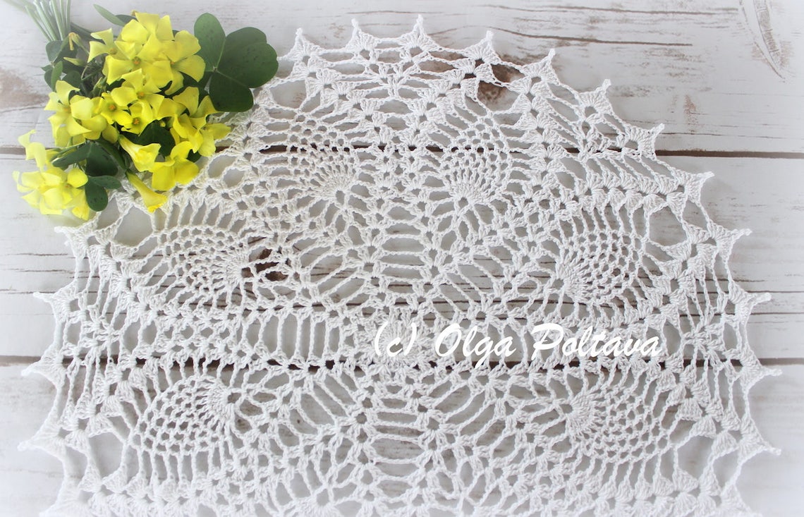 Pineapple Doily Pattern Simple Crochet Doily Pattern With Etsy