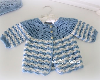 Newborn Baby Sweater Crochet Pattern, Crochet Baby Jacket Size 0-3 Months Pattern, Instant PDF Download, Written in English