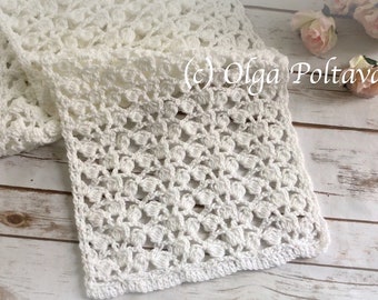 Crochet Pattern, Crochet Lace Clusters Scarf, Lacy Scarf Crochet Pattern, Instant PDF Download