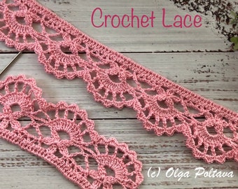 Crochet Pattern, Crochet Lacy Edging Trim Border Pattern, Easy Crochet Pattern, Instant PDF Download