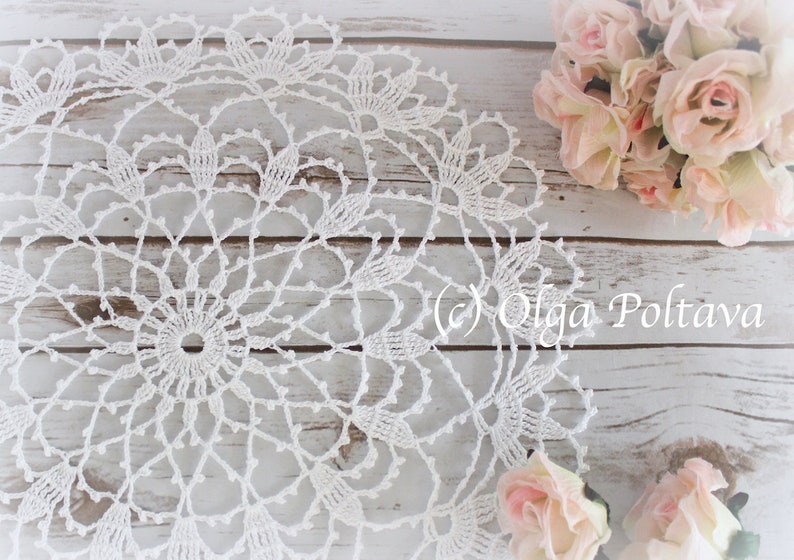 Crochet Doily Pattern, Katrina Doily by Olga Poltava, Crochet Lace Round Doily 15 Inches Across, Written Pattern, Instant PDF Download image 3