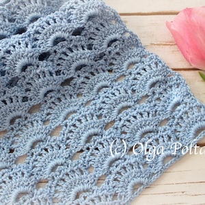 Crochet Pattern, Romantic Spring Scarf Crochet Pattern, Lacy Scarf Easy Pattern, Instant PDF Download