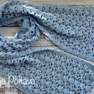 Lacy Spring Crochet Scarf Pattern, Easy Video Tutorial, Olga Poltava (PDF Download)
