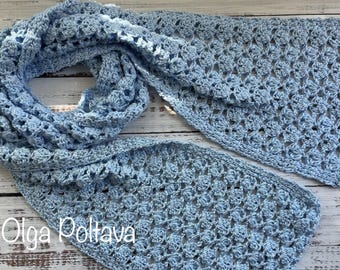 Lacy Spring Crochet Scarf Pattern, Easy Video Tutorial, Olga Poltava (PDF Download)