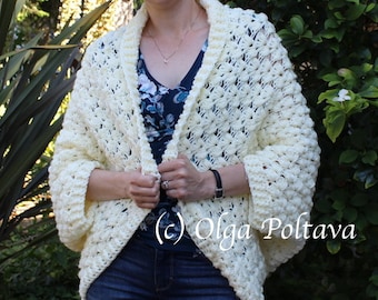 Crochet Cocoon Cardigan Pattern, Oversized Crochet Cardigan Sweater, All Sizes,