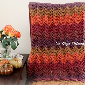 Hello Fall Ripple Lapghan, Afghan, Baby Blanket, Any Size, Caron Big Cakes Yarn, Crochet PDF Pattern image 2