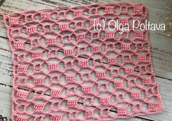 Patrón de crochet, punto calado abierto para mantel, camino de