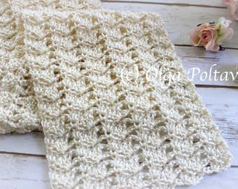 Crochet Pattern, Crochet Lacy Rows Scarf, Lacy Scarf Crochet Pattern, Instant PDF Download