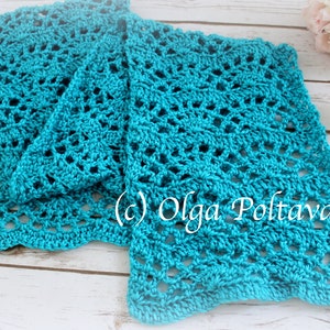 Crochet Pattern, Lacy Fans Scarf, Crochet Lacy Scarf for Women and Girls, Easy Crochet Pattern Olga Poltava