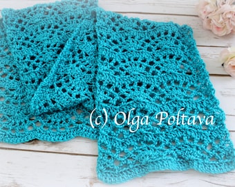 Crochet Pattern, Lacy Fans Scarf, Crochet Lacy Scarf for Women and Girls, Easy Crochet Pattern Olga Poltava