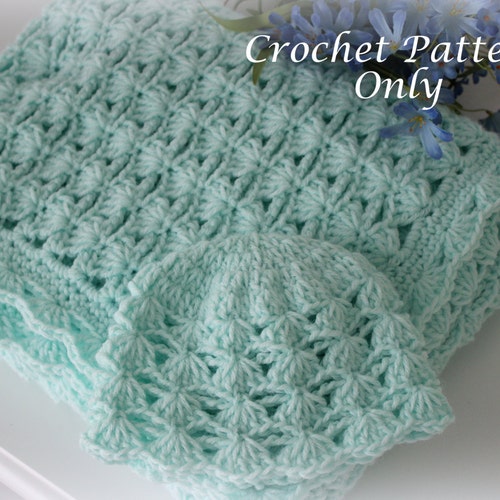 Shells and Chains Baby Blanket and Hat Crochet Patterns Easy Etsy