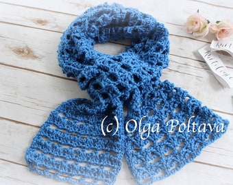 Crochet Pattern, Deep Sea Lacy Scarf, Lace Design, Easy Crochet Pattern, Instant PDF Download