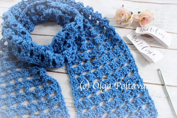 Deep Sea Handmade Crocheted Fashion Ruffle Scarf