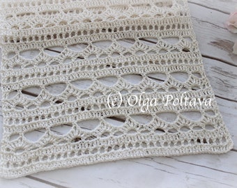 Crochet Pattern, Lacy Spring/Summer Scarf Crochet Pattern, Lacy Scarf Easy Pattern by Olga Poltava, Instant PDF Download