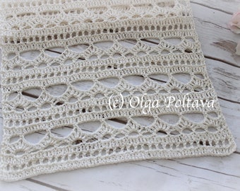 Crochet Pattern, Lacy Spring/Summer Scarf Crochet Pattern, Lacy Scarf Easy Pattern by Olga Poltava, Instant PDF Download