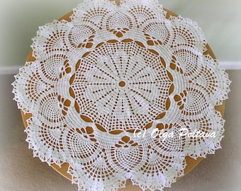 Pineapples and Fans Crochet Doily Pattern, Big Doily 21 Inches, Table Topper, Written Crochet Pattern, Instant PDF Download