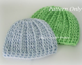 Newborn Baby Beanie Hat Crochet Pattern, Quick to Make, Instant PDF Download