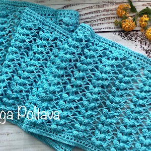 Crochet Pattern, Lacy Scarf with Clusters, Lightweight Cotton Yarn Summer Scarf, Shawl, Crochet Pattern, Instant PDF Download image 1