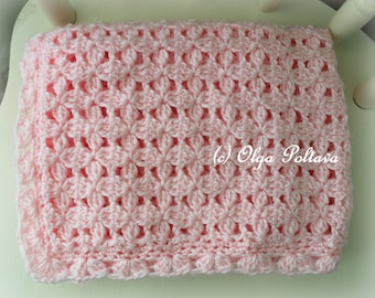 Pink Clusters Baby Blanket Crochet Pattern, Baby Afghan Pattern, Easy Crochet Pattern