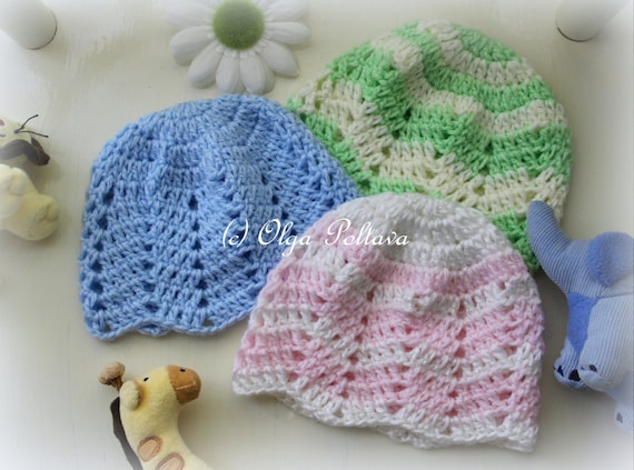 Ripple Baby Beanie Crochet Pattern Baby Girl And Baby Boy Hat Crochet Pattern 0 3 Months Baby Easy Pattern - 