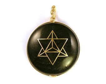 Mica powder and 22k Star Tetrahedron Merkaba (collaboration with Sacred State Design) - Orgone Pendant