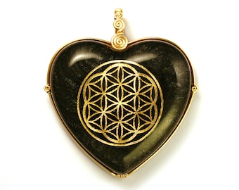 Mica powder and 22k Flower of Life - Orgone Pendant