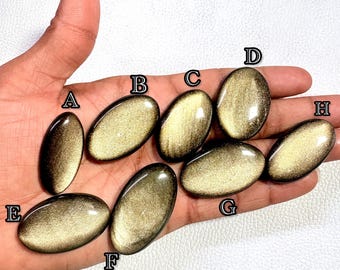 Cabujón de obsidiana dorada natural, piedra preciosa pulida para la fabricación de joyas.