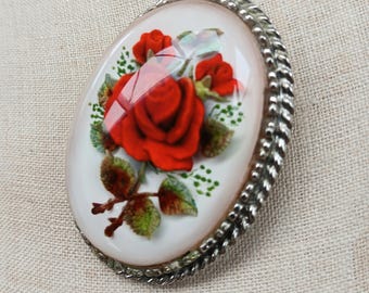 Hand Carved Rose Brooch