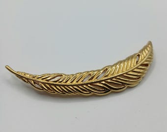 Vintage Monet Gold-tone Feather Brooch
